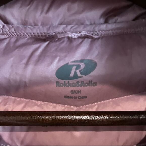 Rokka&Rolla Down Lightweight Packable Coat Puffer Hood Pink Jacket Women's Small - Picture 6 of 12